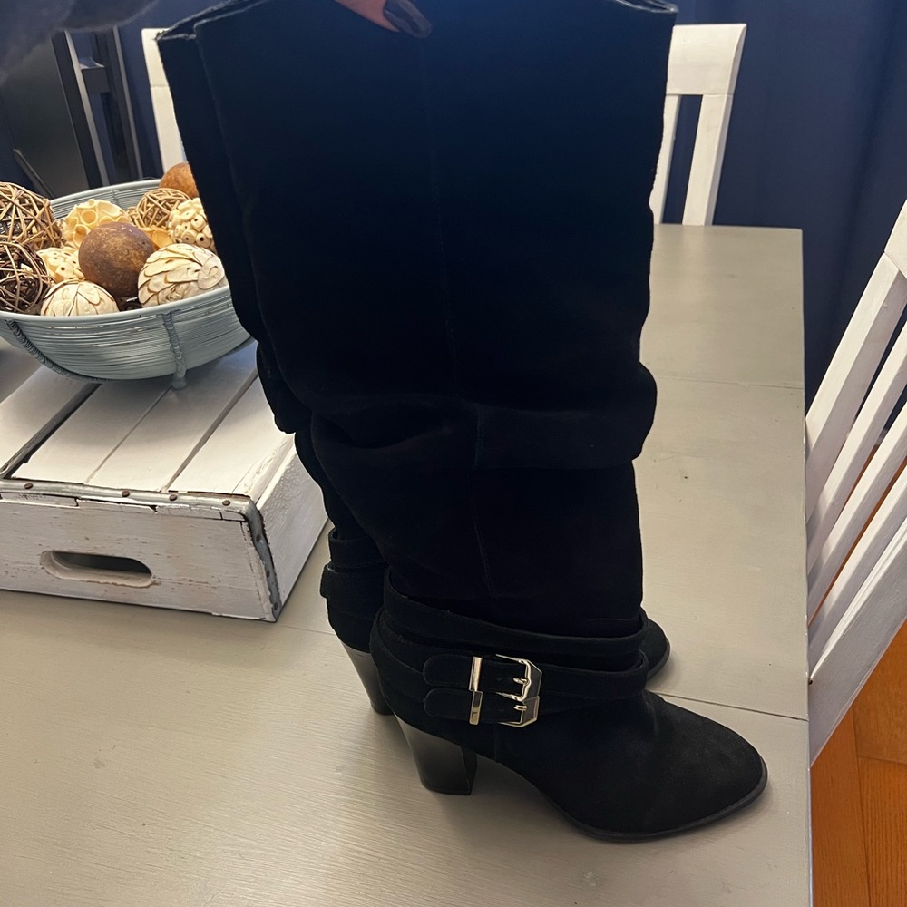 Black suede boots
